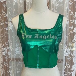 Green Metallic Los Angeles Women's Crop Top